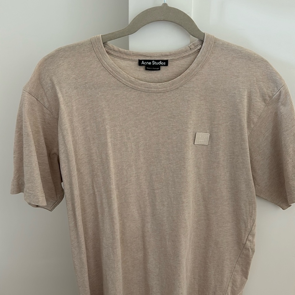 ACNE STUDIOS Unisex Oversize Face T-Shirt in Oatmeal Melange